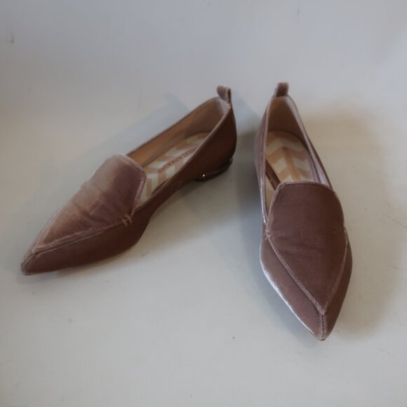 Womens Nicholas Kirkwood Beya Blush Pointy Velvet Flat Loafer Shoes 38.5 US/8.5 - Picture 1 of 15